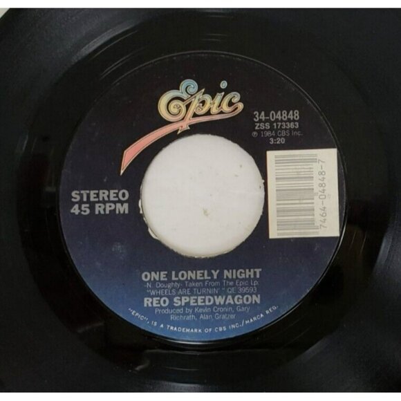 Record 45 RPM Vinyl  REO Speedwagon- One Lonely Night/ Wheels Are Turnin' - Picture 5 of 6